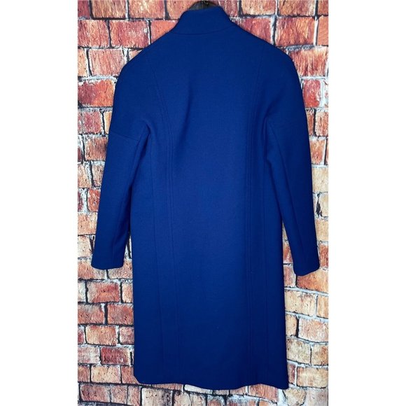 American Airlines Cobalt Blue Flight Attendant Topper Trench Long Coat Womens 2R - Picture 2 of 5